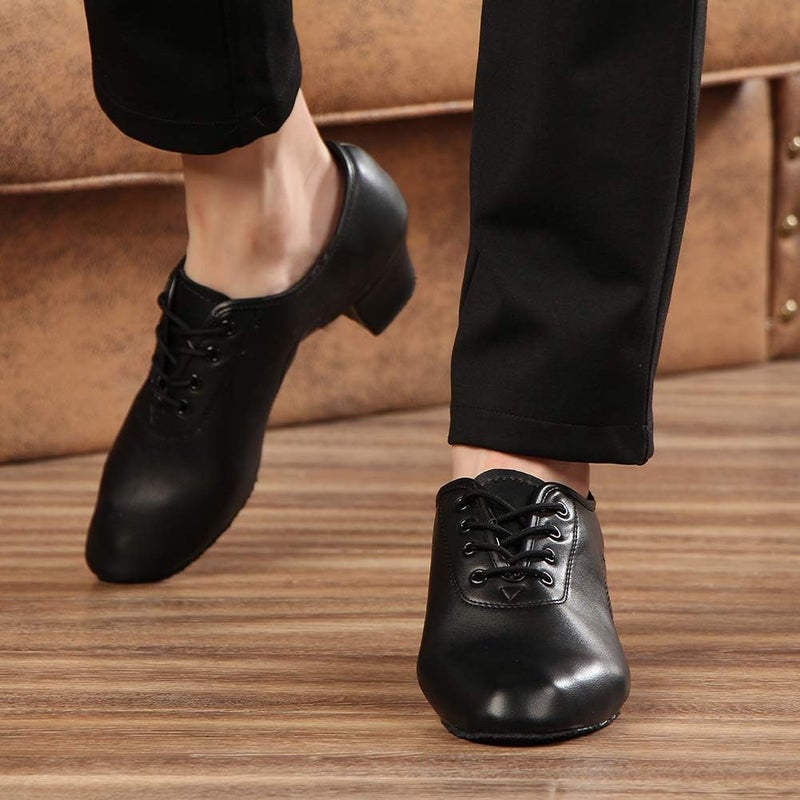 HROYL Little Boy Big Kids Men Latin Dance Shoes Leather lace-up Ballroom Shoes Tango Salsa Performence Practice Dance Shoes Z-238 - Image 4